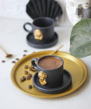 Black & Gold  Seramik Türk Kahvesi Fincan Seti