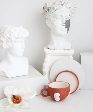 Coral & White Cups